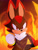 Size: 1552x2048 | Tagged: safe, artist:cerberustheterrible, shadow the hedgehog, fire, frown, hare, male, obtrusive watermark, solo, species swap, watermark