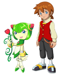 Size: 886x1061 | Tagged: safe, artist:the-gitz, cosmo the seedrian, human, seedrian, chrisabetes, christmas, clothes, cosmobetes, cute, duo, female, flower, happy, looking at viewer, male