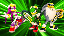 Size: 1192x670 | Tagged: safe, artist:soniclover82, jet the hawk, storm the albatross, wave the swallow