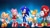 Size: 1920x1080 | Tagged: safe, artist:soniclover82, amy rose, cream the rabbit, knuckles the echidna, miles "tails" prower, sonic the hedgehog, echidna, fox, hedgehog, rabbit, clothes, cute, dress, female, group, happy, looking at viewer, male, waving, waving at viewer