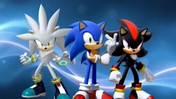 Size: 1920x1080 | Tagged: safe, artist:soniclover82, shadow the hedgehog, silver the hedgehog, sonic the hedgehog