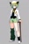 Size: 512x768 | Tagged: safe, ai art, clutch the opossum, human, asymmetrical clothes, asymmetrical legwear, black sclera, cane, green hair, hat, humanized, jacket, loafers, male, shirt, shorts, single leg warmer, single sock, tie, vest, white eyes