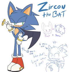 Size: 3000x3000 | Tagged: safe, artist:luckyclau, rouge the bat, sonic the hedgehog, oc, oc:zircon the bat, bat, hedgehog, 2019, adult, age difference, aged up, bag, boots, character name, child, dialogue, english text, fankid, female, flat colors, gloves, grey background, heart, male, moneybag, oc only, older, parent:rouge, parent:sonic, parents:sonouge, ring, shipping, simple background, smile, socks, solo focus, sonouge, standing, straight, text, trio