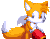 Size: 498x388 | Tagged: safe, miles "tails" prower, fox, animated, arm buster, arm cannon, gif, infinite loop, looking back, male, pixelated, solo, transparent background, wagging tail, weapon