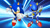 Size: 1192x670 | Tagged: safe, artist:soniclover82, metal sonic, sonic the hedgehog, 3d, abstract background, blue background, duo, looking at viewer, male, needs more jpeg, smile, smiling at viewer