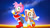 Size: 1192x670 | Tagged: safe, artist:soniclover82, amy rose, cream the rabbit, 3d, duo, female, mouth open, needs more jpeg, open smile, smile, standing on one leg, star (sky)