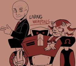 Size: 865x750 | Tagged: artist needed, safe, e-123 omega, shadow the hedgehog, super shadow, hedgehog, human, agent 47, clothes, crossover, hitman, male, robot, suit, super form