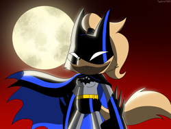 Size: 4000x3000 | Tagged: safe, artist:fartist2020, whisper the wolf, batman, clothes, cosplay, dc comics, female, moon, nighttime, solo