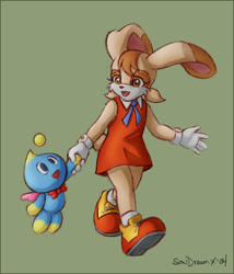 Size: 513x600 | Tagged: safe, artist:souldreamx, cheese (chao), cream the rabbit