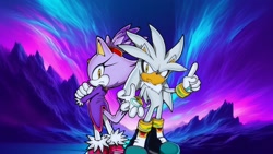 Size: 1920x1080 | Tagged: safe, artist:soniclover82, blaze the cat, silver the hedgehog