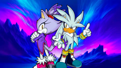 Size: 1192x670 | Tagged: safe, artist:soniclover82, blaze the cat, silver the hedgehog