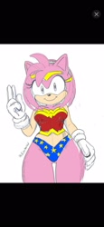 Size: 738x1600 | Tagged: safe, artist:miltonee68511037, amy rose, cosplay, wonder woman