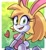 Size: 933x1011 | Tagged: safe, artist:angiethecat, bunnie rabbot, rabbit, female, green background, heart, signature, smiling at viewer, solo, white border