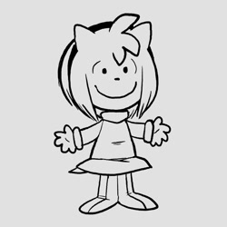 Size: 850x850 | Tagged: safe, artist:lettuce-art, amy rose, hedgehog, crossover, female, line art, peanuts comic, simple background, solo, style emulation, white background