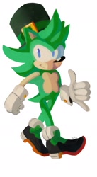 Size: 1080x1964 | Tagged: safe, artist:zian728, irish the hedgehog, hedgehog, 2020, clenched fist, lineless, looking at viewer, male, phone gesture, simple background, smile, solo, solo male, walking, white background
