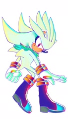 Size: 1080x1964 | Tagged: safe, artist:zian728, silver the hedgehog, hedgehog, 2020, hyper form, hyper silver, male, simple background, smile, smiling at viewer, solo, solo male, white background