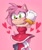 Size: 1500x1800 | Tagged: safe, artist:artkett1412, amy rose, hedgehog, 2022, blushing, gradient background, hands together, heart, looking offscreen, redraw, smile, solo, starry eyes