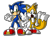 Size: 1424x1062 | Tagged: safe, artist:cstuff7, miles "tails" prower, sonic the hedgehog, 2020, duo, duo male, grin, looking at viewer, no pupils, open smile, outline, peace sign, pointing, simple background, smile, sonic and tails r (series), standing, transparent background, v sign