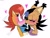 Size: 4000x3000 | Tagged: safe, artist:fartist2020, nicole the hololynx, sally acorn, chipmunk, lynx, squirrel, blushing, duo, female, grabbing shirt, heart, heart eyes, hololynx, kiss, lesbian, nicole x sally, shipping, simple background, white background