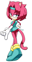 Size: 1090x2077 | Tagged: safe, artist:jamoart, oc, oc:jade the cat, cat, 2018, frown, hand on hip, lidded eyes, looking at viewer, looking back, looking back at viewer, oc only, pointing, pointing at viewer, signature, simple background, solo, standing, transparent background