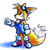 Size: 1500x1500 | Tagged: safe, artist:meepypengu, miles "tails" prower, fox, 2025, chest fluff, clothes, ear fluff, eyewear on head, frown, gloves, goggles, goggles on head, looking offscreen, looking up, overalls, pointing, shadow (lighting), shoes, signature, simple background, solo, standing, torn ear, white background