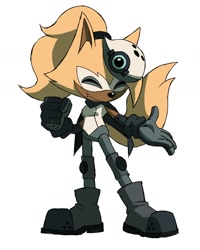 Size: 1152x1440 | Tagged: safe, artist:pocho22059768, whisper the wolf, 2025, eyes closed, one fang, posing, simple background, smile, solo, standing, white background