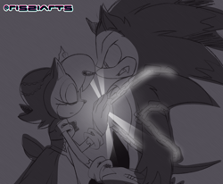 Size: 1070x881 | Tagged: safe, artist:risziarts, sally acorn, sonic the hedgehog, chipmunk, hedgehog, 2025, alternate outfit, clothes, crown, dress, duo, halloween, sally x sonic, shipping, sketch, sonic the werehog, straight, werehog