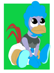 Size: 1662x2217 | Tagged: safe, artist:randomaccount12345, scratch, adventures of sonic the hedgehog, aged down, baby, bonnet, booties, diaper, mittens, sitting