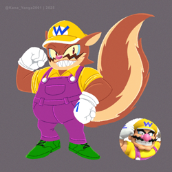 Size: 1280x1280 | Tagged: safe, artist:kanayanga, skunk, mobianified, wario