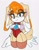Size: 862x1111 | Tagged: safe, artist:kinzie, vanilla the rabbit, rabbit, eye clipping through hair, female, lidded eyes, looking at viewer, simple background, smile, smiling at viewer, solo