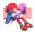 Size: 1300x1200 | Tagged: safe, artist:cheroy, julie-su, knuckles the echidna, echidna, 2019, alternate outfit, blushing, carrying them, female, julie-su x knuckles, male, ponytail, shipping, shy, simple background, straight