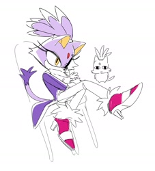 Size: 1667x1835 | Tagged: safe, artist:guitar_00000001, blaze the cat, 2025, chair, simple background, sitting, sketch, solo, white background