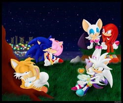 Size: 960x797 | Tagged: safe, artist:cpeters1, amy rose, blaze the cat, cream the rabbit, knuckles the echidna, miles "tails" prower, rouge the bat, silver the hedgehog, sonic the hedgehog