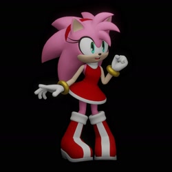 Size: 1620x1620 | Tagged: safe, artist:m_ariel_e, amy rose, 2025, 3d, alternate hairstyle, black background, mouth open, simple background, solo, standing