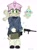 Size: 1526x2048 | Tagged: safe, artist:dunsimo, amy rose, chao, hedgehog, 2026, alternate outfit, bag, duo, gun, holding something, neutral chao, scarf, simple background, skirt, standing, weapon, white background