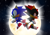 Size: 1920x1350 | Tagged: safe, artist:zoiby, shadow the hedgehog, sonic the hedgehog, hedgehog, sonic adventure 2, sonic r, 2016, abstract background, backlighting, duo, duo male, looking offscreen, low poly, male, males only, mid-air, moon, nighttime, outdoors, redraw, star (sky)
