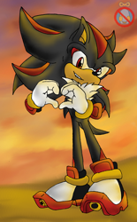 Size: 1188x1920 | Tagged: safe, artist:shadowhatesomochao, shadow the hedgehog, hedgehog, 2011, heart hands, male, smile, smiling at viewer, solo, solo male, standing