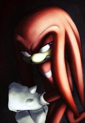 Size: 745x1077 | Tagged: safe, artist:un-genesis, knuckles the echidna, echidna, 2015, clenched fists, clenched teeth, dark, frown, gradient background, lidded eyes, looking offscreen, male, solo, solo male, standing