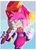 Size: 1232x1700 | Tagged: safe, artist:un-genesis, amy rose, hedgehog, 2014, abstract background, eyelashes, female, frown, lidded eyes, looking offscreen, outline, piko piko hammer, solo, solo female, sonic boom (tv), white outline