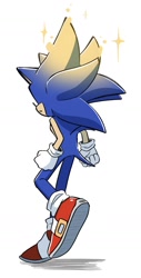 Size: 858x1686 | Tagged: safe, artist:oudooooon427, sonic the hedgehog, super sonic, 2025, from behind, simple background, solo, sparkles, super form, white background