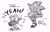 Size: 2048x1292 | Tagged: safe, artist:oudooooon427, sonic the hedgehog, hedgehog, 2025, arm up, eyes closed, greyscale, guitar, holding something, japanese text, male, monochrome, mouth open, musical instrument, playing music, self paradox, simple background, singing, sitting, smile, solo, standing, text, white background