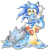 Size: 1799x1840 | Tagged: safe, artist:ayleen seraph, sonic the hedgehog, 2015, absurd res, ambiguous gender, aquaphobia, carrying them, crossover, duo, eyes closed, frown, lapras, looking down, male, outline, pokemon, simple background, smile, transparent background, water