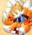 Size: 1122x1228 | Tagged: safe, artist:lime860, miles "tails" prower, fox, 2022, clothes, fingerless gloves, gilet, gloves, gradient background, kitsune, looking at viewer, male, pointing, shirt, shoelaces, shoes, smile, solo, tongue out, untied shoelace