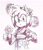 Size: 1778x2048 | Tagged: safe, artist:mipa510779, amy rose, hedgehog, 2025, alternate outfit, candy, candy apple, female, food, holding something, japanese clothes, kimono, lantern, looking at viewer, monochrome, mouth open, simple background, solo, traditional media, white background