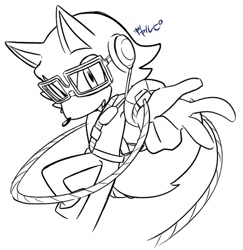 Size: 1301x1337 | Tagged: safe, artist:oudooooon427, gadget the wolf, sonic forces, 2025, japanese text, looking at viewer, simple background, solo, white background