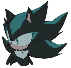 Size: 907x872 | Tagged: safe, artist:haako_060, mephiles the dark, 2026, bust, chest fluff, flat colors, looking offscreen, no mouth, simple background, solo, white background