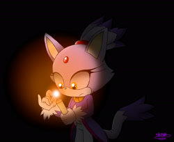 Size: 2700x2200 | Tagged: safe, artist:spice5400, blaze the cat, 2013, black background, candle, dark, fire, flame, frown, looking at something, signature, simple background, solo, standing
