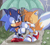 Size: 600x540 | Tagged: safe, artist:fantasiia, miles "tails" prower, sonic the hedgehog, fox, hedgehog, 2012, astraphobia, crying, cute, duo, eyes closed, flower, grass, holding something, lightning, mouth open, nighttime, outdoors, rain, signature, sonabetes, standing, tailabetes, tears, tears of fear, tree, umbrella, walking, wet