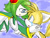 Size: 479x360 | Tagged: safe, artist:hamlet1616, cosmo the seedrian, miles "tails" prower, fox, seedrian, sonic x, 2010, crying, duo, female, gradient background, hands on another's face, holding each other, looking at each other, male, mouth open, sad, shipping, side view, straight, tailsmo, tears, tears of sadness