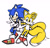 Size: 1209x1153 | Tagged: safe, artist:genesishero, miles "tails" prower, sonic the hedgehog, 2026, double v sign, duo, flat colors, hand on hip, looking at viewer, simple background, smile, smiling at viewer, standing, v sign, white background